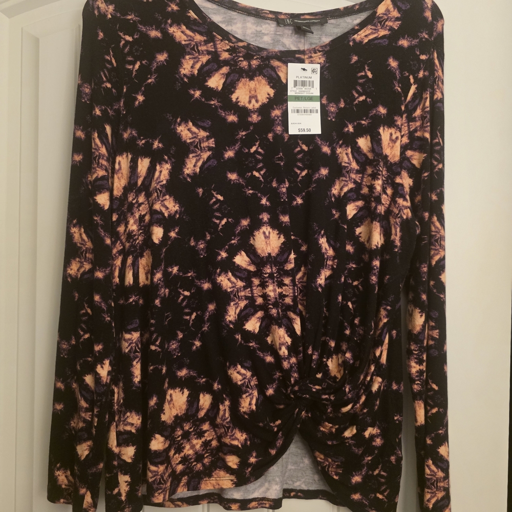 INC International Concepts Tie-Dye Long Sleeve Top